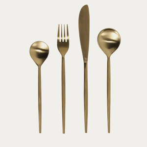 Set Lite de 16 cubiertos dorado mango redondo
