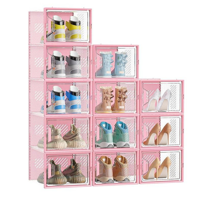 SIMPDIY Shoe Storage, 12 Pack X-Large Shoe Organizer for Closet, Shoe Boxes Clear Plastic Stackable Shoe Storage Boxes for Size 13