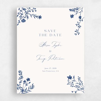 Dusty Cobalt, Blue Wedding Save the Date - Hazel Portrait