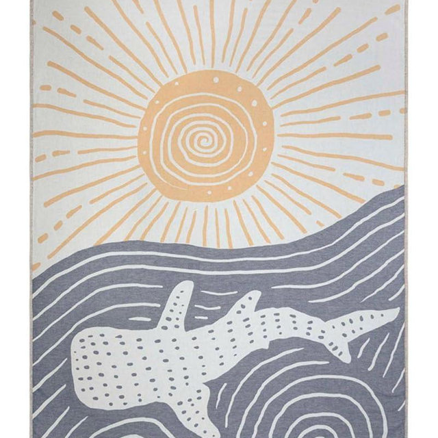 Sand Cloud Turkish Beach Towel - Sand Free - 100% Organic Turkish Cotton Yarn - Quick Dry Towel for Beach, Picnic, Blanket or Bath - As Seen on Shark Tank - Marine Life (Typus Whale Shark)