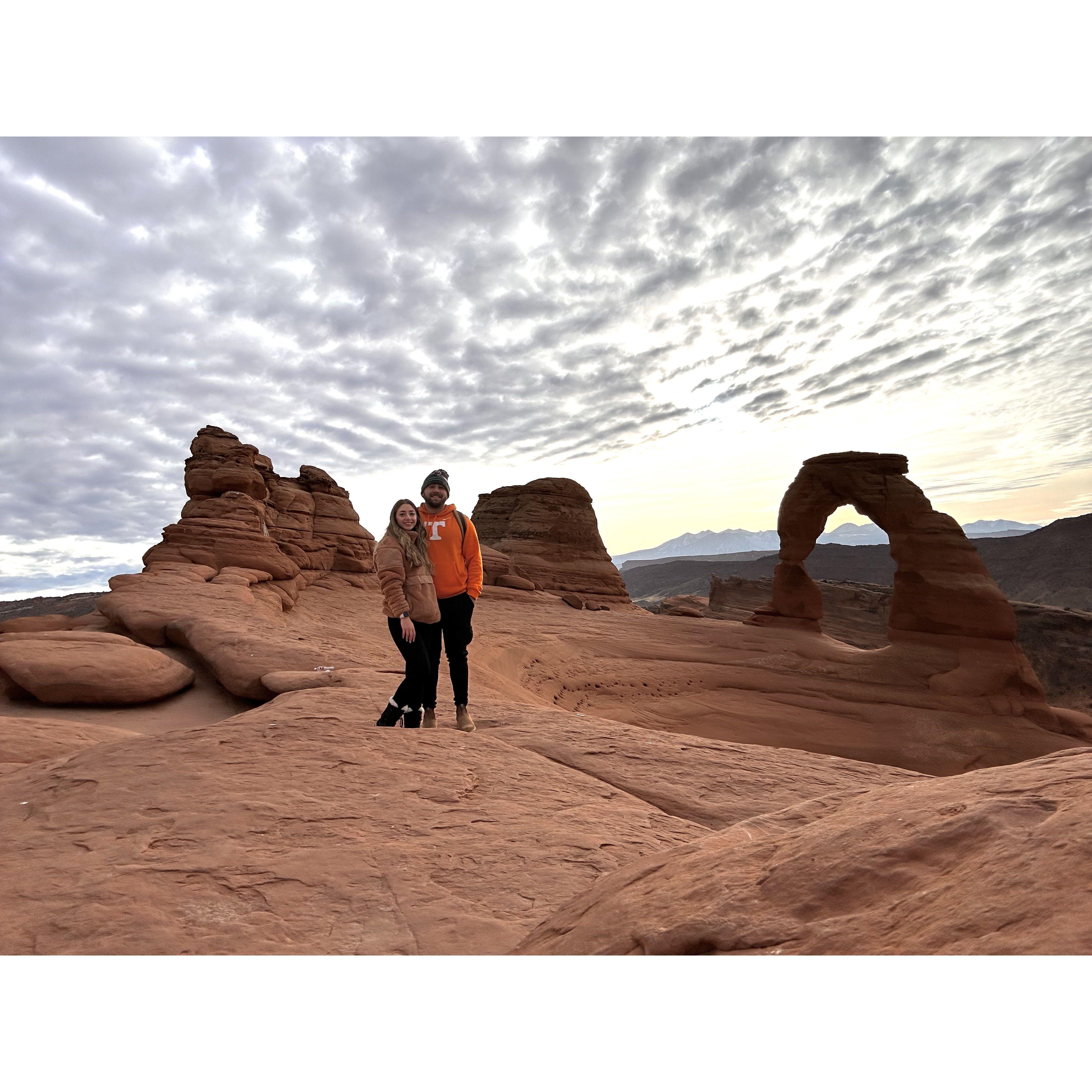 Delicate Arch at sunrise, December 2023