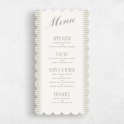 Green Scalloped Wedding Menu - Connell