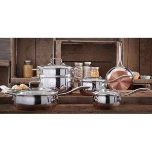 The Pioneer Woman Copper Charm 10-Piece Stainless Steel Copper Bottom Cookware Set - Walmart.com