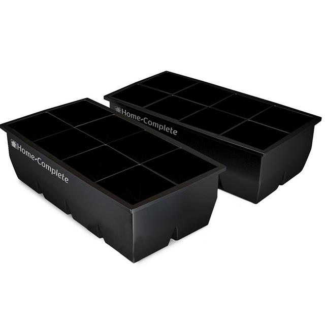 Large Ice Cube Molds-Set of 2 Silicone Trays Makes 8, 2x 2 Big Cubes-BPA-Free, Flexible-Chill Water, Lemonade, Cocktails, and More by Home-Complete