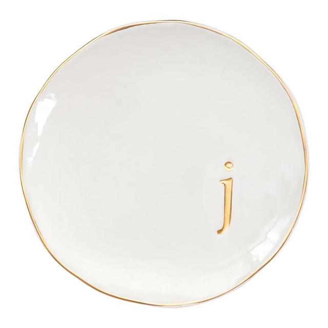 COLLECTIVE HOME - Ceramic Jewelry Tray, Decorative Trinket Dish for Rings Earrings Necklaces Bracelet Watch Keys, Birthday Mother's Day Christmas Gift for Women, 4.75", Glossy (j)