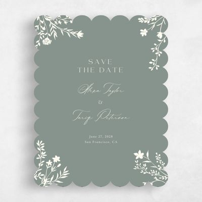 Green Scalloped Wedding Save the Date - Hazel Portrait