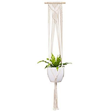 Mkono Macrame Plant Hanger Indoor Wall Hanging Planter Basket Long Flower Pot Holder Boho Home Decor, 46 Inch
