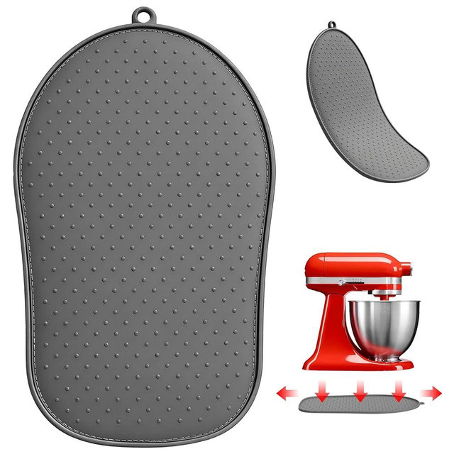 Sliding Mat for KitchenAid Mixer - Silicone KitchenAid Mixer Slider Mat for 4.5-5 Qt Tilt-Head Stand Mixer, Kitchen Aid Mixer Accessories Countertop Protection&Easy Movement, Rugged Slider Mat-Gray
