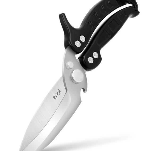 Brigii Kitchen Shear, Stainless Steel Heavy Duty Poultry Shears, Multi-Purpose Kitchen Scissors for Cutting Chicken, Fish, Seafood, and Vegetables-Black