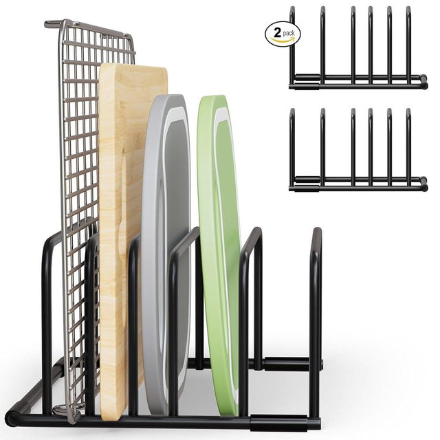 Metal Cutting Board Organizer Rack - Perfect Stand for Cutting Boards, Cookie Sheets, Trays, Cutting Boards, Baking Sheets, Cookie Pans, and Bakeware - Ideal for Kitchen Cabinet & Countertop Storage