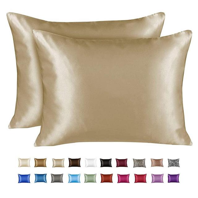 ShopBedding Luxury Satin Pillowcase for Hair – King Satin Pillowcase with Zipper, Champagne (Pillowcase Set of 2) – Blissford