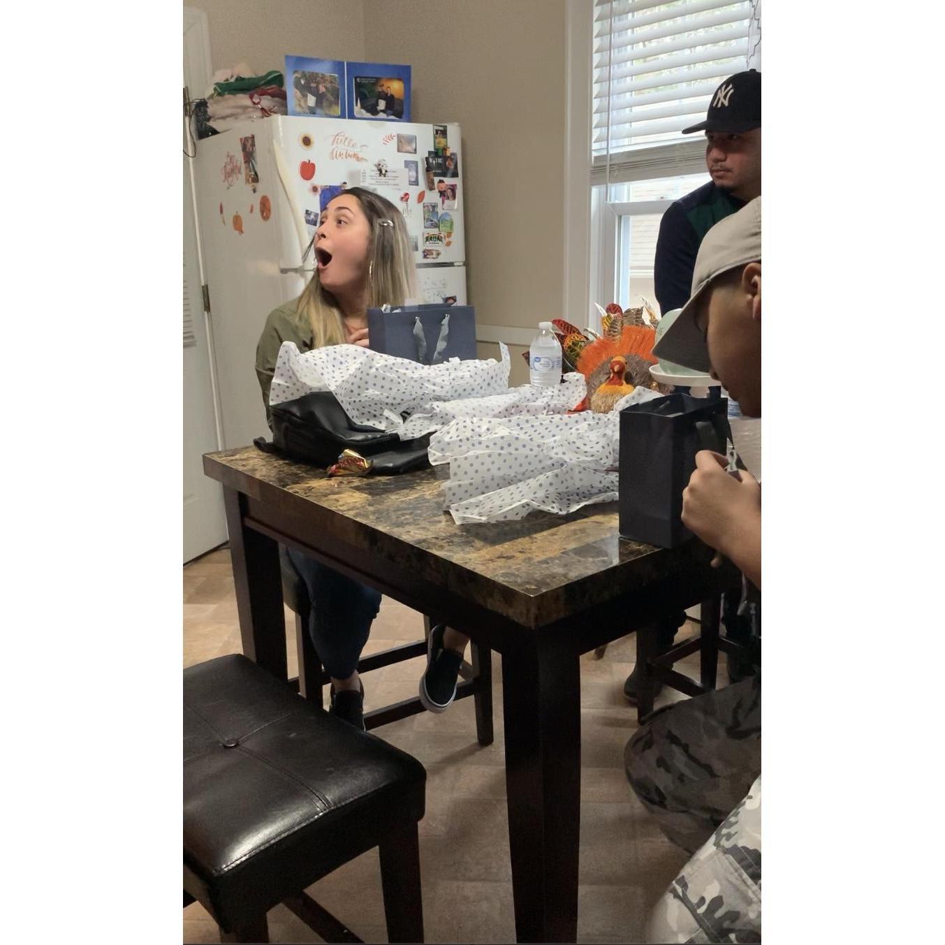 Aryana realizing her new cup states, "Ring Bearer" :)