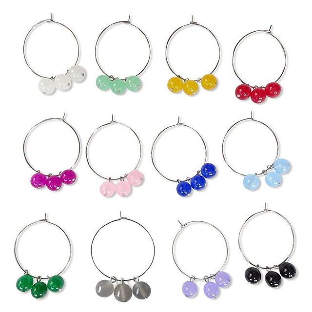 Wine Glass Charms -Set of 8 , 10, 12 (Chalcedony)