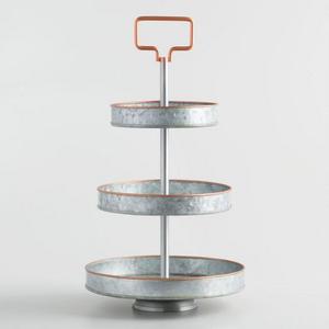 Galvanized Metal and Copper 3 Tier Stand with Handle