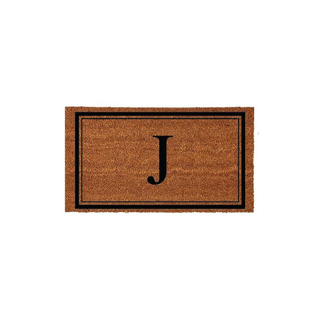 Evergreen Flag Monogram Letter J Entrance Doormat | 28 x 16 inches | Dirt Catching Natural Coir | All-Season | Non-Slip Backing | Indoor and Outdoor Home Decor