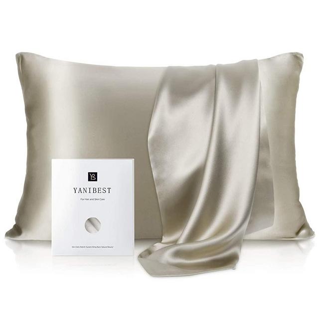 YANIBEST Silk Pillowcase for Hair and Skin - 21 Momme 600 Thread Count 100% Mulberry Silk Bed Pillowcase with Hidden Zipper, 1 Pack King Size Pillow Case