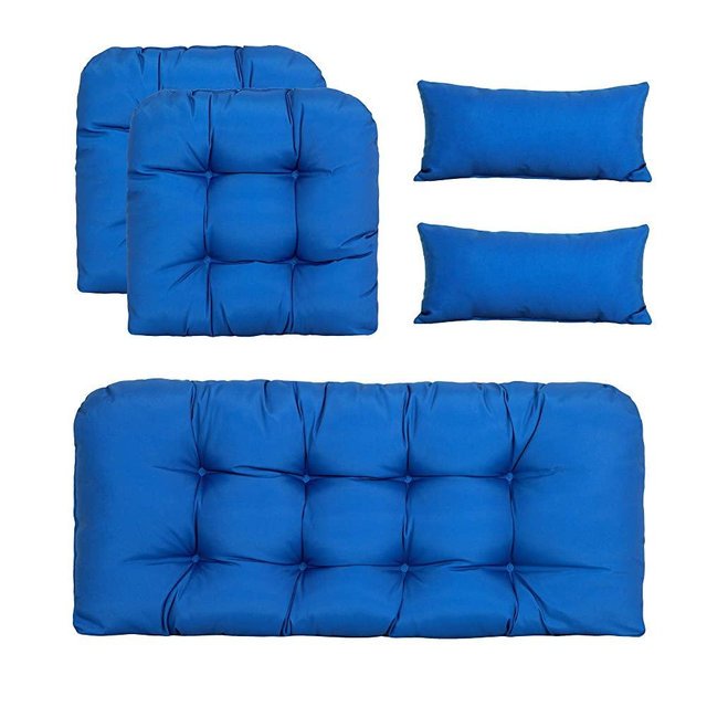 ARTPLAN Outdoor Cushions Loveseat All Weather Chair Cushions Bench Cushions Set of 5 Wicker Tufted Pillow for Patio Furniture
