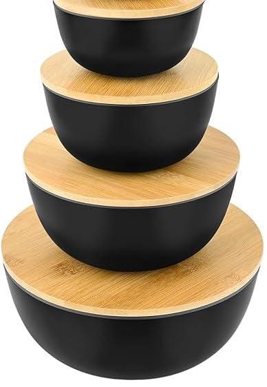 Bremel Home Salad bowl with lid set (Black (4))