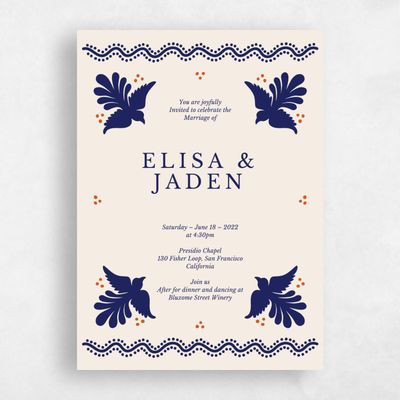 Orange Wedding Invitation - Cabrillo Border