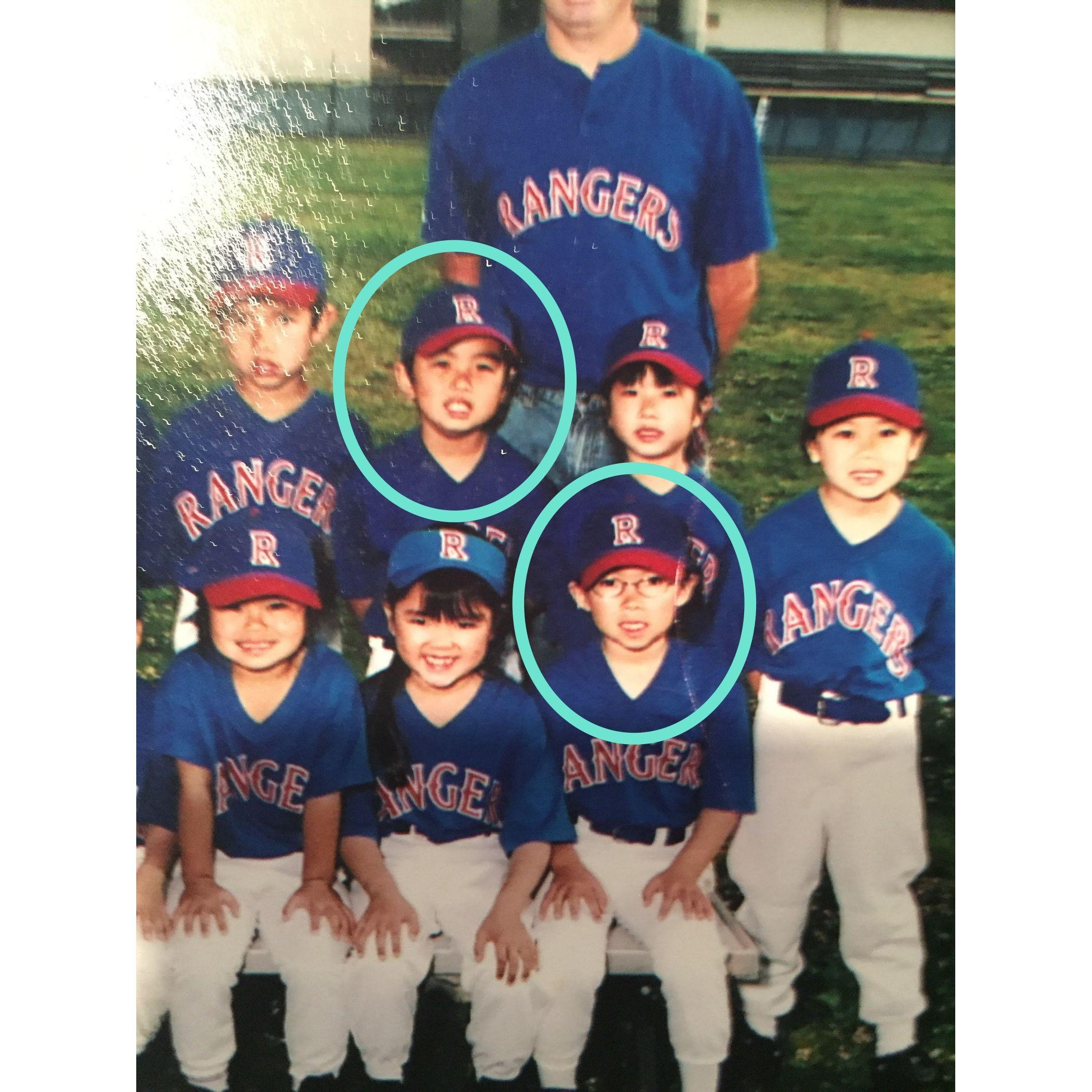 We played on the same t-ball team! Peep Ben (groomsman) to the left of Cole