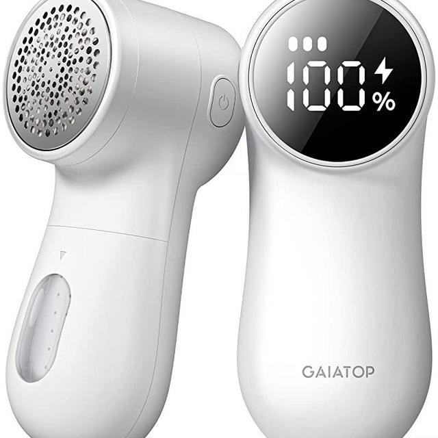 GAIATOP Fabric Shaver, Rechargeable Lint Remover Sweater Defuzzer, Intelligent Digital Display Lints Shaver Fuzzs Pills Bobbles Trimmer for Clothes and Furniture White(1 pcs)