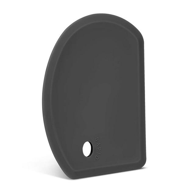 Silicone Dough Scraper with Stainless Steel Sheet, Curved Edge Flexible Bowl Scraper for Baking, Food Grade Silicone Bench Scraper for Sourdough Bread Proofing Basket, 5.98"×4.3", Dark Gray, SAPID