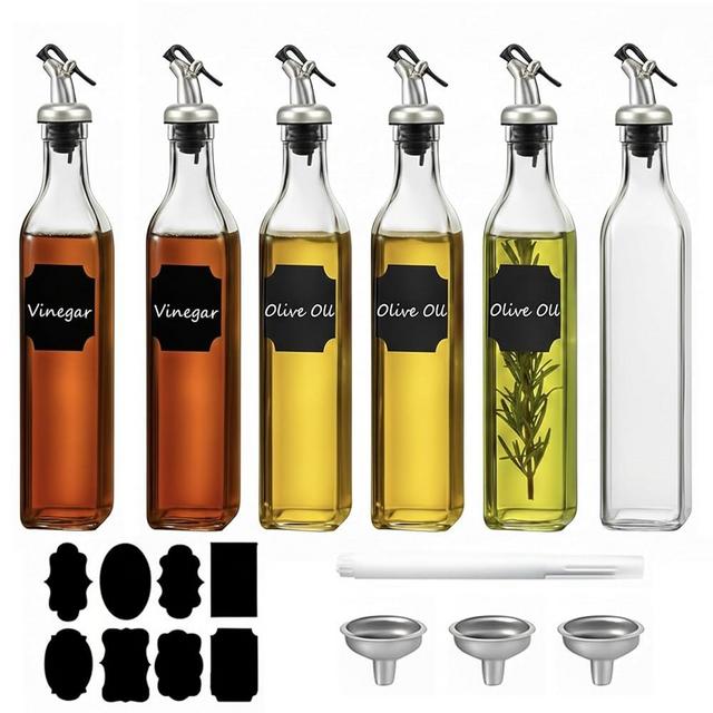 WERTIOO Glass Olive Oil Dispenser Bottle 17 OZ/500ml Oil Dispenser 6 Pack