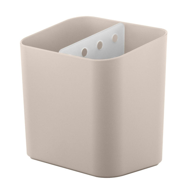 OU Utensil Holder with Removable Divider, Nonslip Cutlery Drainer, Scratch Resistant Finish with Built In Reservoir, Kitchen Sink Caddy - Beige