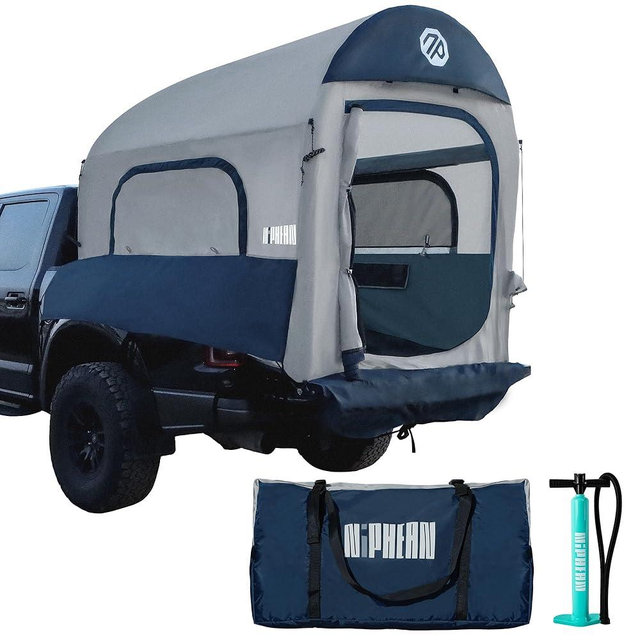Niphean Truck Bed Tent 5.5ft-8ft for 2+1 People/Family, 2 Mins Fast Setup Inflatable Pickup Truck Tent, PU 3000mm Waterproof & High-Strength Windproof, Spacious Interior for Multi-Landscape