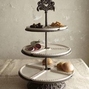GG COLLECTION Acanthus 3 Tiered Server With Metal Base