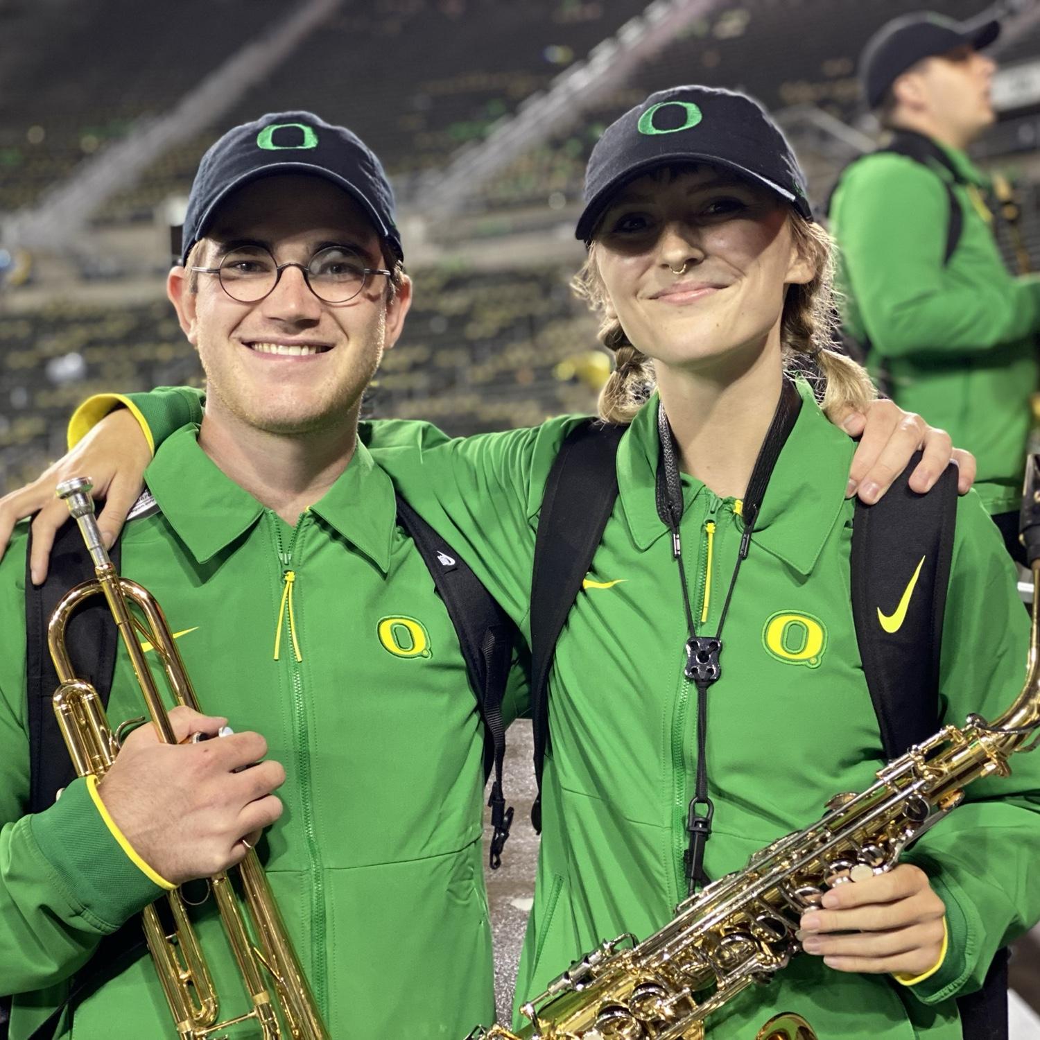 Justin and Kaitlin in the Oregon Marching Band together!