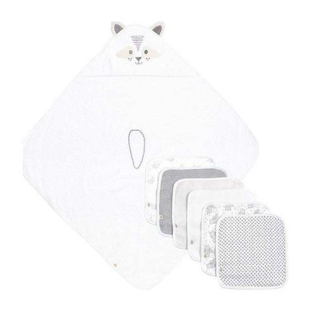 hooded towel and washcloths