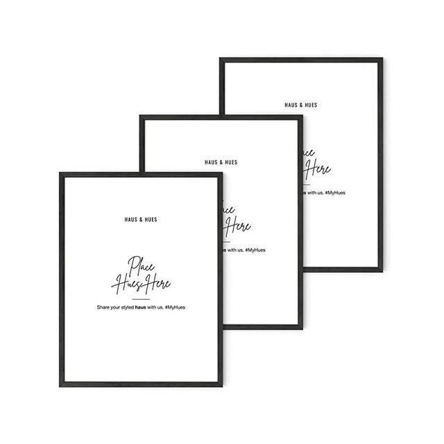 Haus and Hues 12"x16" Black Oak Wood Frames Set of 3 - Frame for 12x16 Print, Basic Black Poster Frame, 12x16 Wood Picture Frame, 12 x 16 Poster Frame, 12x16 Black Frame, 12x16 Picture Frame Wood, Picture Frame 12x16