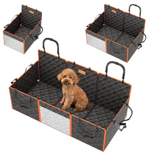 FOR-HI Dog Car Seat Cover for Back Seat, 1seat to 3seats can be Switched at Will. Back Seat Extender with Hard Bottom. 600D Heavy Duty Scratch,Nonslip,Waterproof Dog Hammock for Cars,Trucks and SUVs.