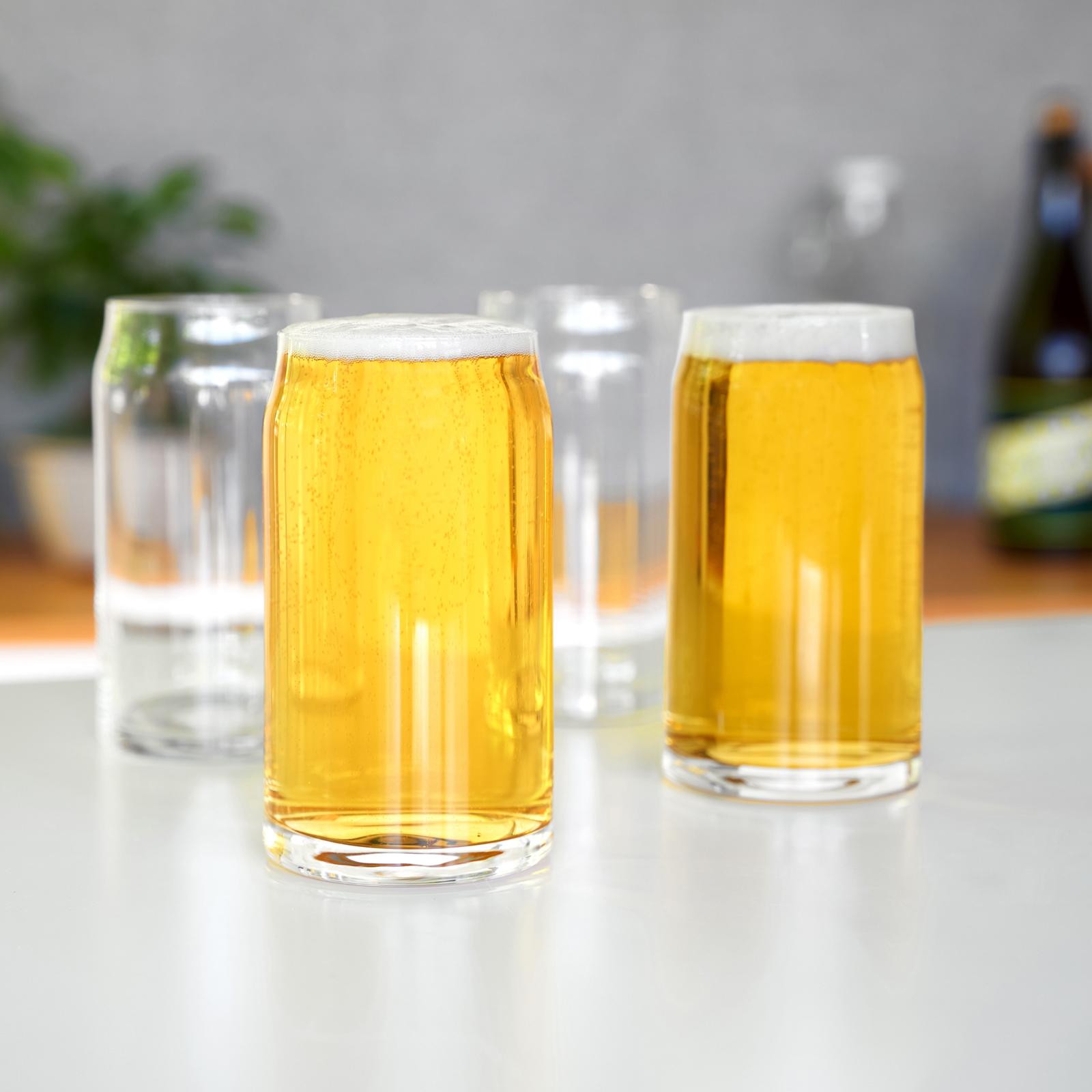 Drinking Glasses 10Pc Set - Can Shaped Glass Cups, 16Oz Beer Glasses,  Tumbler Cu