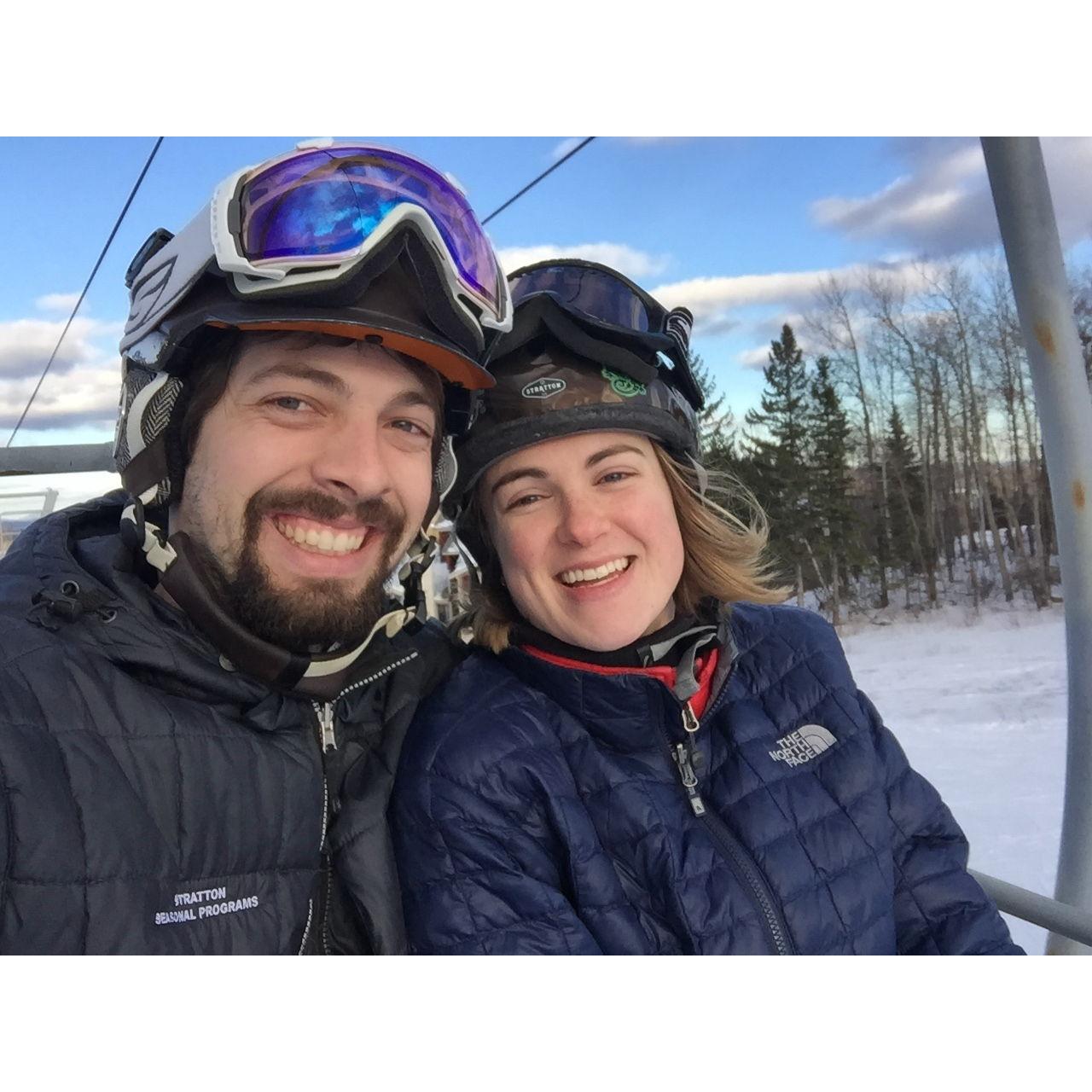 Naomi's first day on skis - January 2017