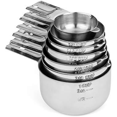 Hudson Essentials Stainless Steel Measuring Cups Set - Stackable Set with Spout (7 Piece Set)