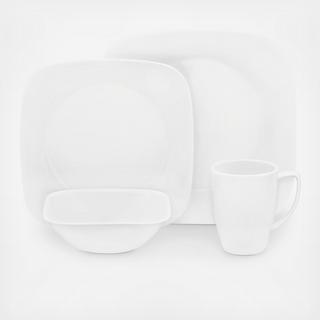 Boutique Vivid White 16-Piece Dinnerware Set, Service for 4