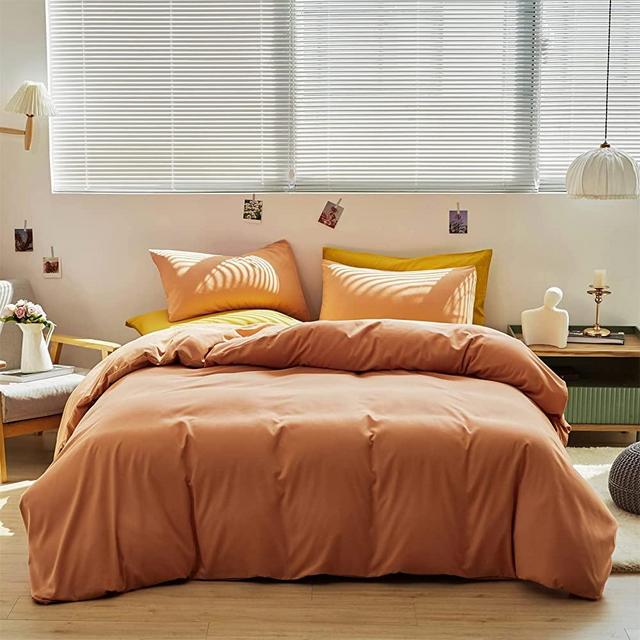 CLOTHKNOW Peach Comforter Set King Pink Grapefruit Bedding Comforter Sets Cotton Orange Comforter Soft Cocal Comforter King Size 3Pcs Orange Bed Comforter Sets King