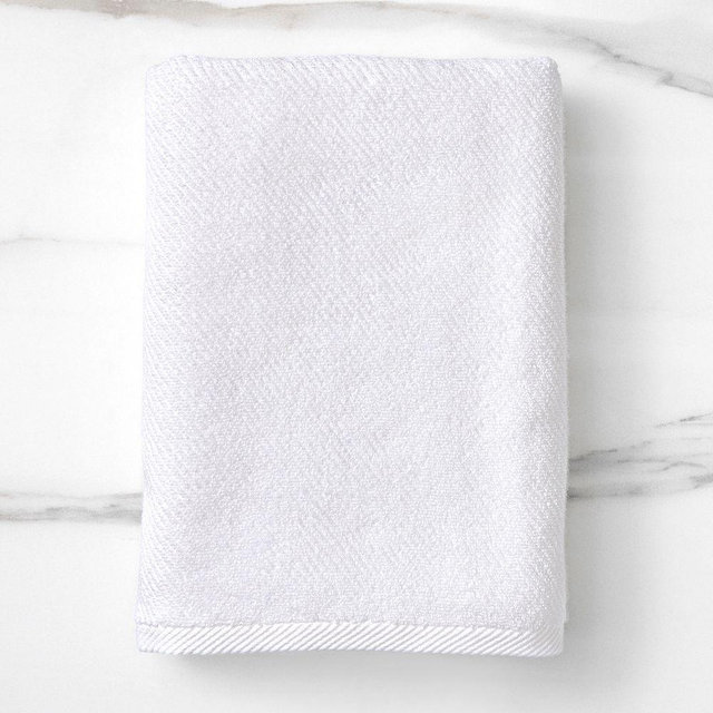 Diagonal Ribbed Bath Towel, Bath Towel, White