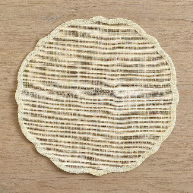 Monique Lhuillier Jules Scalloped Placemats, Bisque - Set of 4