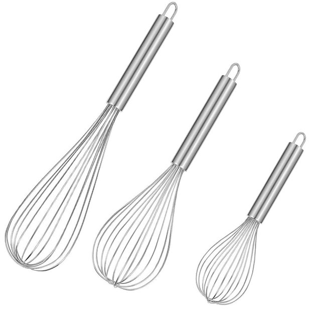 kisuwye Whisks for Cooking Stainless Steel Whisk 3 Pack Wire Whisk Metal Whisks for Cooking 8" 10" 12" Balloon Wisks Wisking Tool Kitchen Wisk for Baking, Whisking, Blending