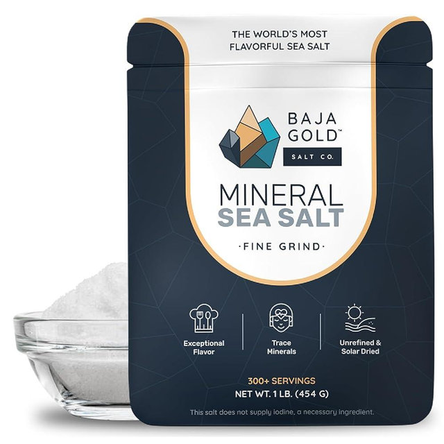 Baja Gold Mineral Sea Salt - Recommended by Gary Brecka - Pure & Authentic Fine Grind Salt for Cooking & Baking | Natural Baja Salt for Culinary Uses | Great for Finishing Dishes | 1 lb. Resealable Bag, 300+ Servings