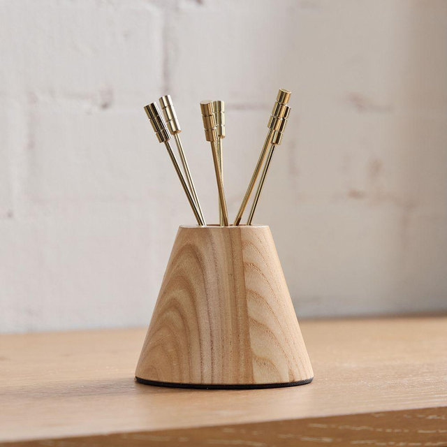 Skier Barware Collection, Cocktail Picks, Brass, Set of 6