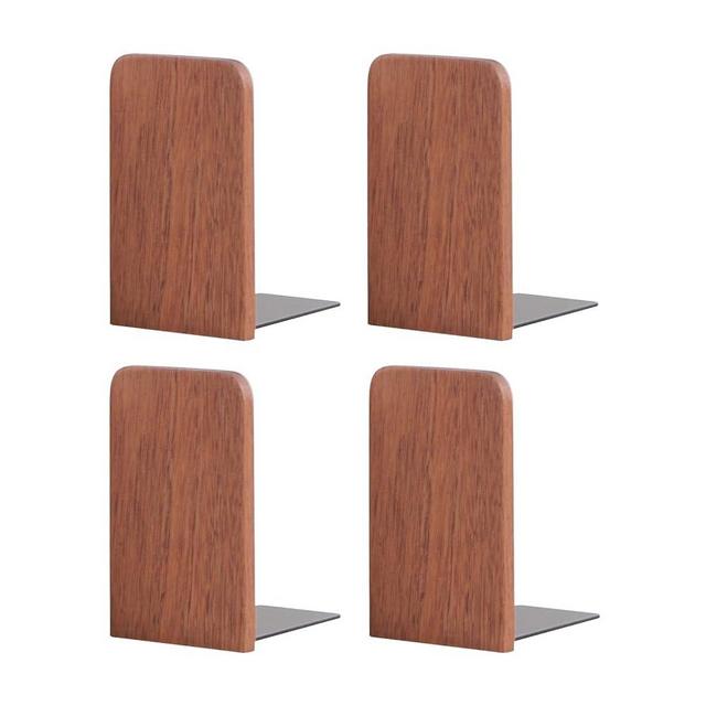 Muso Wood Book Ends for Shelves, Non-Slip Bookends, Heavy Duty Wooden Bookend Support for Books and Movies (Sapele 2 Pairs)