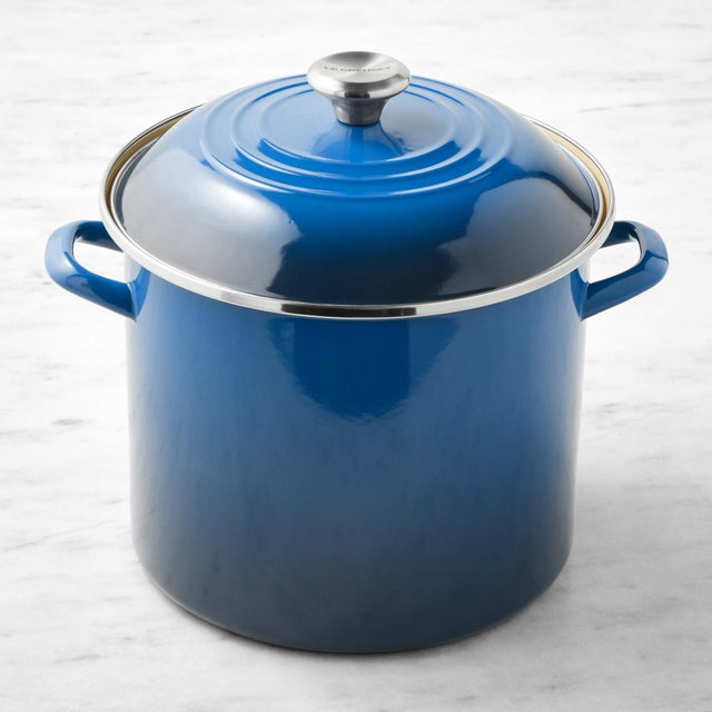Le Creuset Enameled-Steel Stock Pot, 12-Qt., Lapis