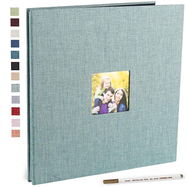 Vienrose Self Adhesive Photo Album 3x5 4x6 5x7 8.5x11 Magnetic Scrapbook Album Hardcover DIY Photo Album Length 13 x Width 12.8 (Inches) with A Metallic Pen