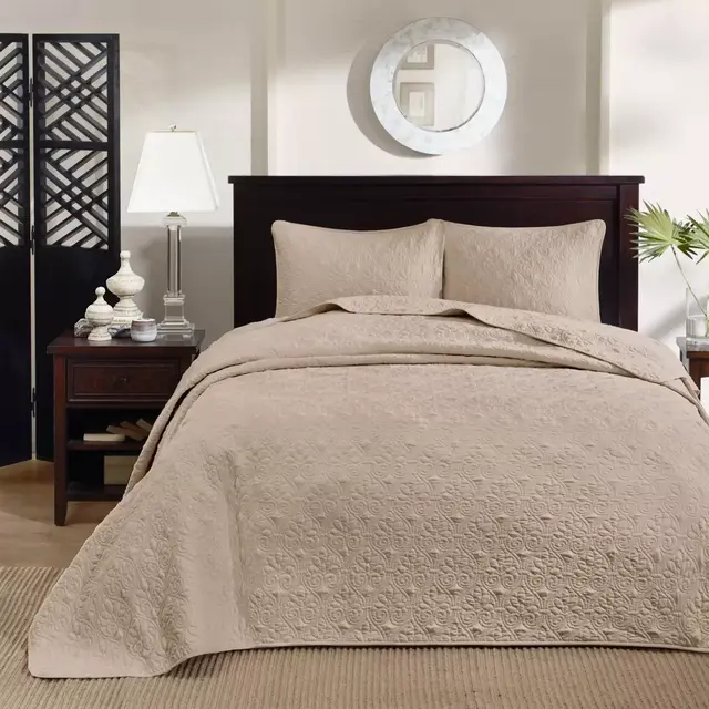 Madison Park Quebec King/California King Bedspread Set in Khaki