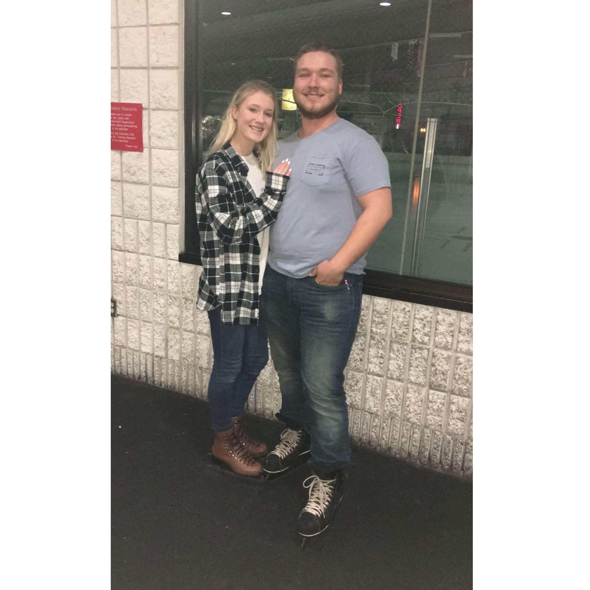 Our first time going ice skating. TJ was the better ice skater.