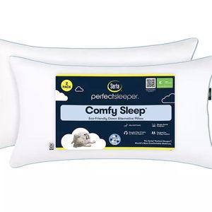 King, Serta Perfect Sleeper Comfy Sleep Eco-Friendly Bed Pillow, 2 Pack